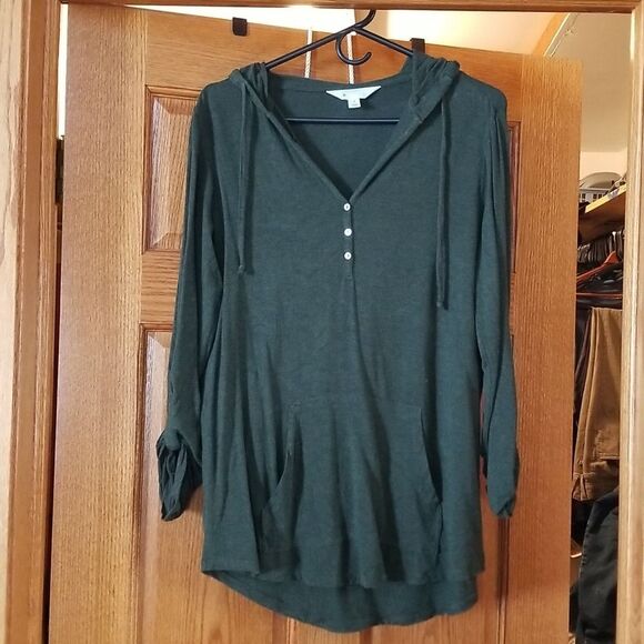 Market and Spruce Hunter Green Tunic Top, knit Womens size Medium Shirt - Picture 3 of 3